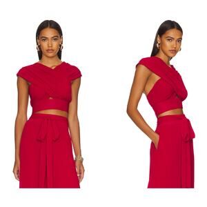 Andrea Iyamah x REVOLVE Aki Crop Top in Coral